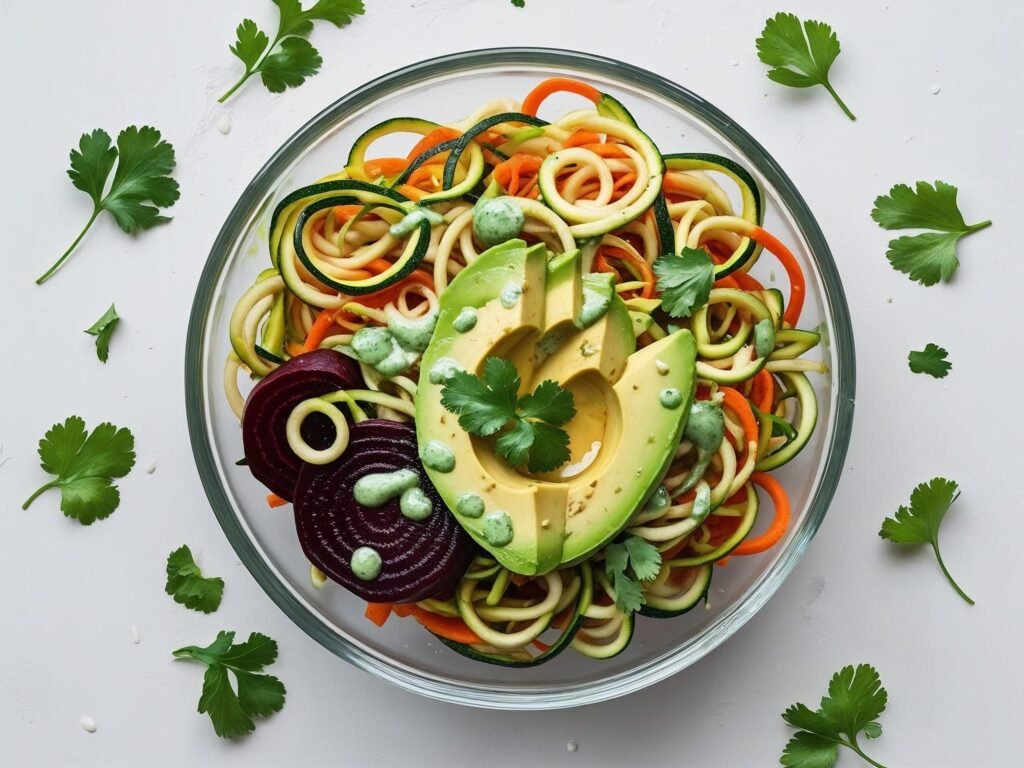 Rainbow Veggie Noodle Bowl from Raw Food Vegan Diet Recipes